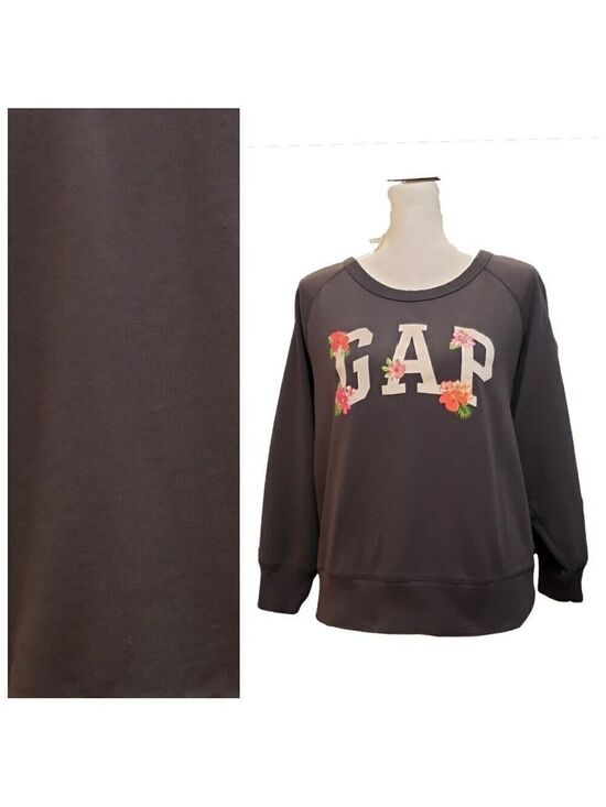 GAP Tops - Gap Women's Sweatshirt Size L Gray Pink Floral Logo Crewneck